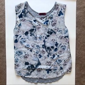 Floral skull tank top